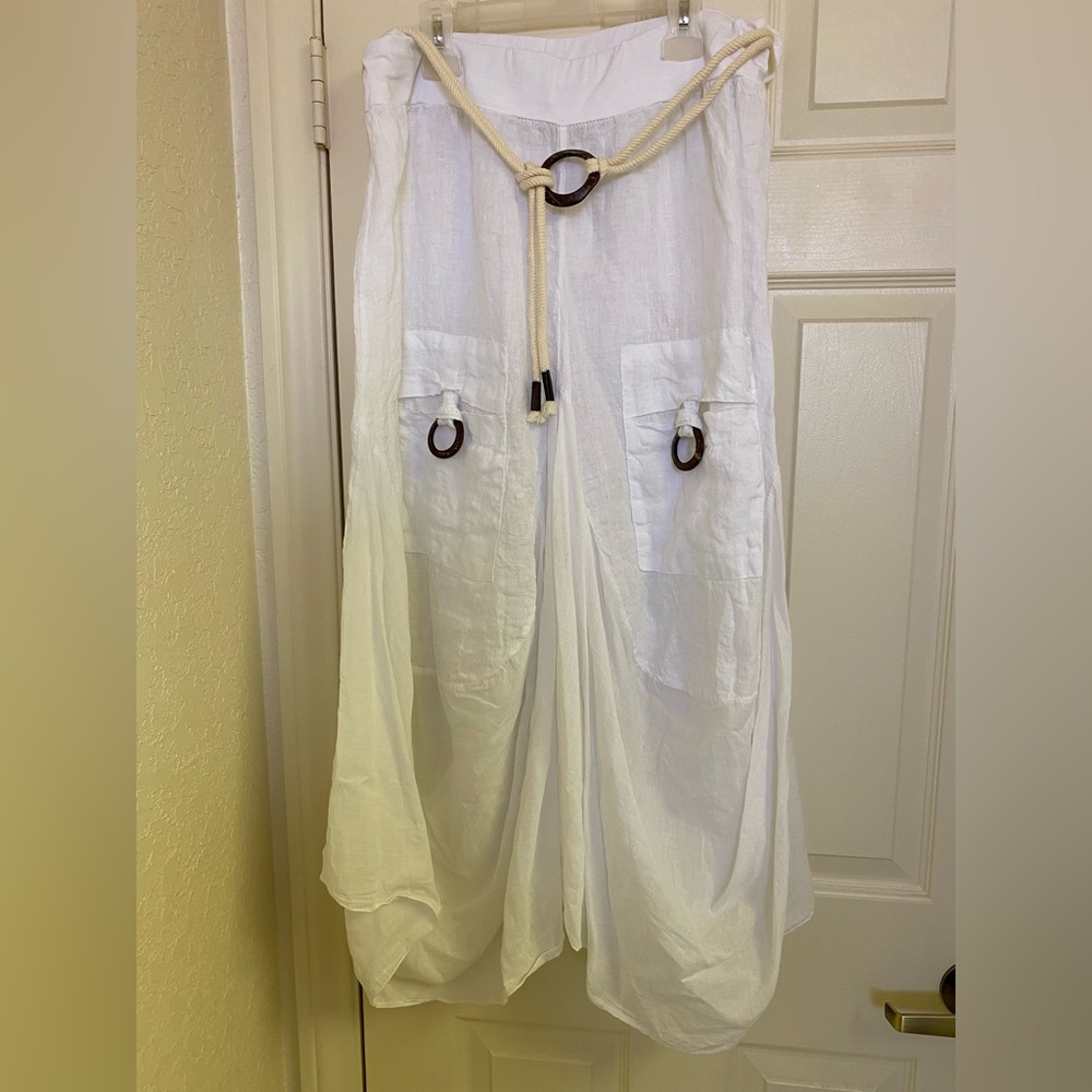 Tina Stephens White Skirt with Rope Belt NWT